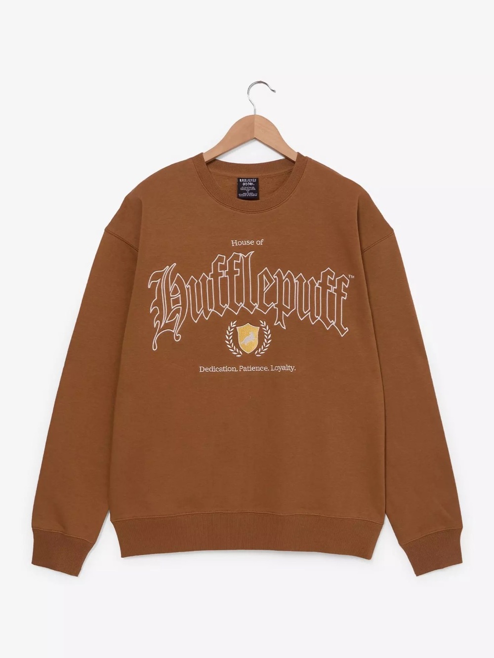 Harry Potter Hufflepuff Script Brown Crewneck Sweatshirt BoxLunch Exclusive